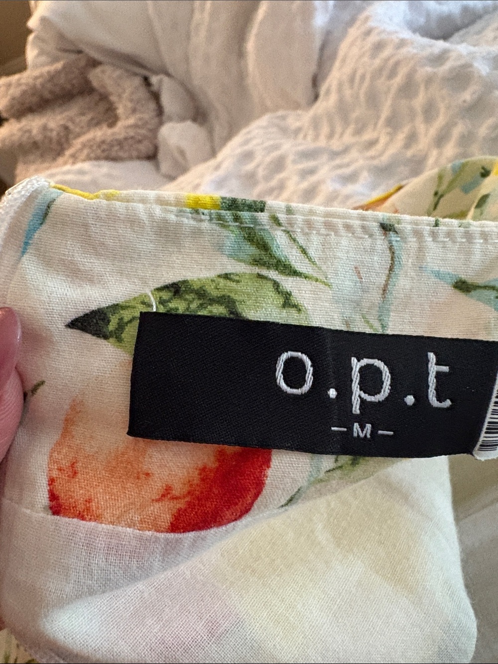 O.P.T Yellow & Pink Fruit-Print midi dress with Tie Straps - Picture 2 of 2